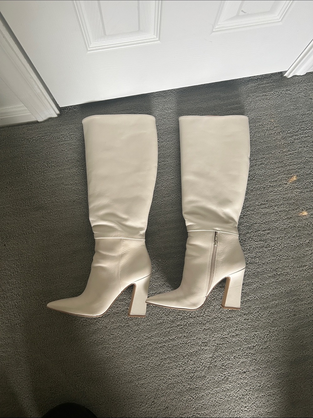 Steve Madden Cream Over-the-Knee Block Heel Boots